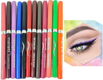 Herrlich MATTE CRAYON KAJAL AND EYE LINER SET OF 12 0.35 g(MULTI COLOR)