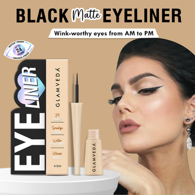 GLAMVEDA Super Matte Liquid Eyeliner Intense Black | 24 hour Long stay | Quick Drying 4.5 ml(Black)