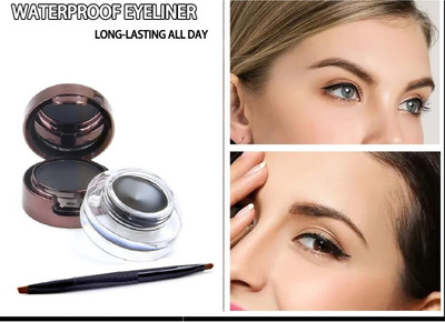 Vyomiris 2 In 1 Gel Eyeliner With Brush mudge Proof Gel Eyeliner 7 g(BLACK)