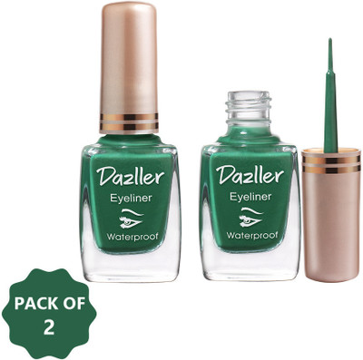 Dazller Eyeliner Waterproof - (Pack of 2), Matte, One stroke application, Long-lasting 9.5 ml(Green)