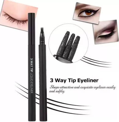 HUZURLU 3 Way Tip Charming Black Liquid Eyeliner Pen 1.2 g(black)