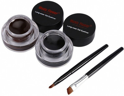 music flower 24 Black & Brown Brow & Gel Liner Set for Natural Elegance 6 ml(BLACK AND BROWN)