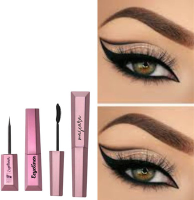 RED4 Waterproof Just line it eyeliner pack of 1+ just line it mascaa pack of 1 10 g(Black)
