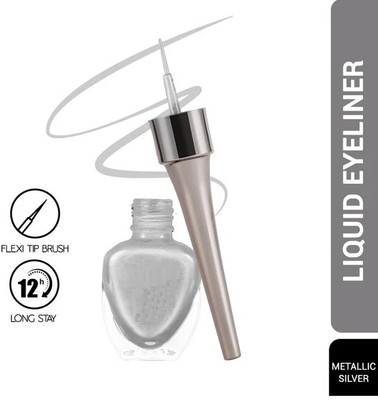 Emijun Waterproof Eyeliner | Matte Finish | Smudge-Proof 6 ml(SILVER)