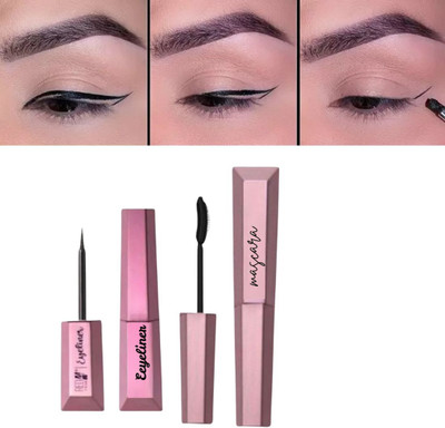 RED4 Long lasting Just line it eyeliner pack of 1+ just line it mascaa pack of 1 10 g(Black)