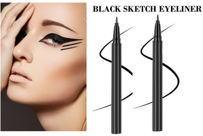 BLUEMERMAID Sketch Pen Eyeliner Waterproof Long Lasting PACK OF 2 3 g(BLACK)