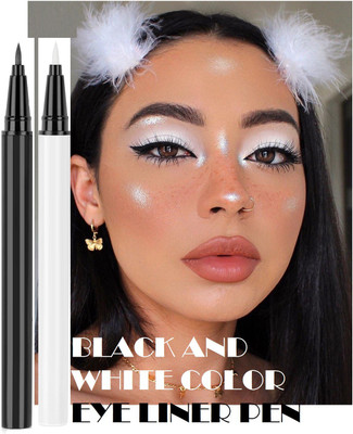 MYEONG Eye Makeup Waterproof Long Wearing With Ultra-Fine Tip Color Stay 4 g(Black, White)