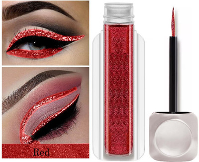 GABBU Shiny Red Liquid Waterproof And Smudge Proof Shimmery Eyeliner 3.5 ml(Red)