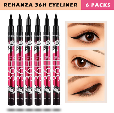 Rehanza 36H Eyeliner Precision Tip Black Eyeliner Pack of 6 (15g) 15 g(Black)