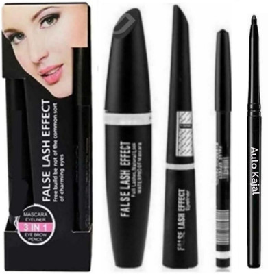 TRENDEE HUDA PROFESSIONAL HIGH QUALITY SMUDGE PROOF 3 IN 1 WITH AUTO KAJAL. 15 ml(Black)