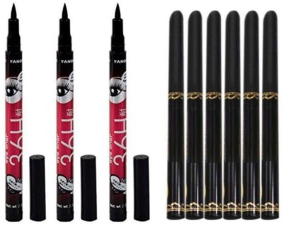 LIGHT BEAUTY Black Eyeliner Pack of 6pcs with 3 Sketch Pen Eyeliner 2.5 g 2.5 g(Black)