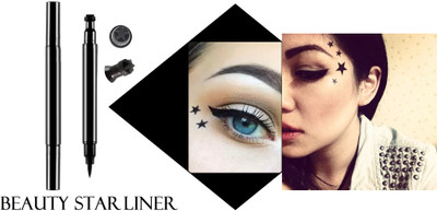 Sheny super Eyeliner Star Pattern 2 IN 1 EYE;LINER( PACK OF - 1 ) 10 g(black)