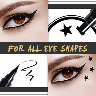 KAIASHA 2 in 1 Double-Headed Liquid Eyeliner Pen pack of 1 10 ml(BLACK)