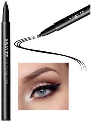 AFARAXIA 3 Way Tip Charming Black Liquid Long-Lasting sketch eyeliner black 1.2 ml(black)