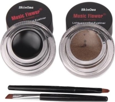 SkinOza music flower gel eyeliner 24h long wear 6 g(Black, brown)