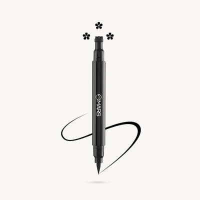 MARS 2 IN 1 Eyeliner With Flower Stamp Smudge Proof and Long Lasting 7.5 ml((Flower-Jet Black))