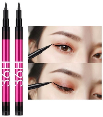 Luster Shine Long Lasting Water Proof Liquid Sketch Eyeliner Pen Combo Set of 2 6 g(Black)