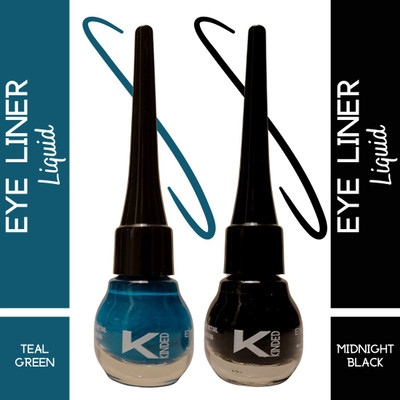 KINDED Matte Finish Insta Bold Look Soothing Colour Quick Drying Eyeliner Combo 5 ml(Midnight Black, Teal Green)
