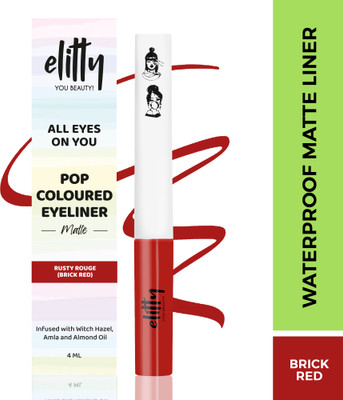 Elitty Rusty Rouge | Waterproof Liquid Eyeliner | Matte Finish | Lasts Upto 12 Hours 4 ml(Rusty Rouge-Brick Red)