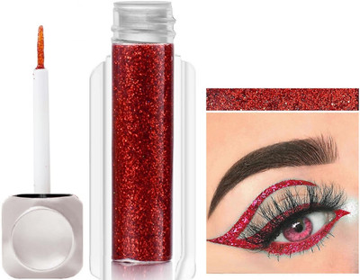 MYEONG Red Sparkling Glitter Metallic Waterproof Liquid Eyeliner 3.5 ml(Red)