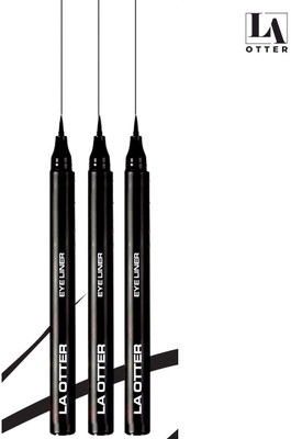 LA OTTER Matte Eyeliner Pencil| Smudge proof & Water-resistant | Pack of 3 2.5 g(Black)