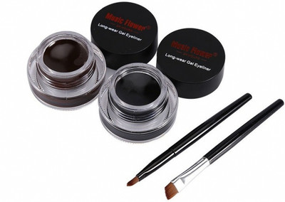 music flower 24 Black & Brown Brow & Gel Liner Kit for Smudge-Proof Wear 6 ml(BLACK AND BROWN)