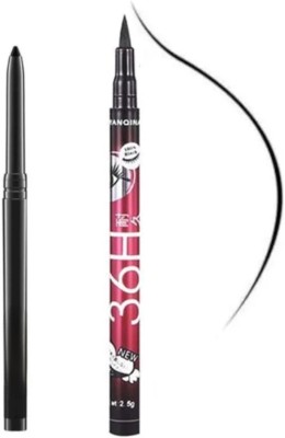 Earthcon Intense Duo Kajal + Eyeliner, Black 2 ml(Black)