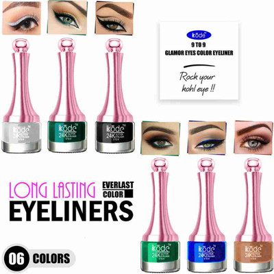 kKode beutiful shade waterproof eye liner pack of 6 50 ml(multi colour)