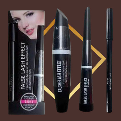 Deeparth 3-in-1 Eyeliner combo Eyliner, Maskara, Eyebrow Pencil Easy to Use -/ (Pack-1) 2.5 ml(Black)