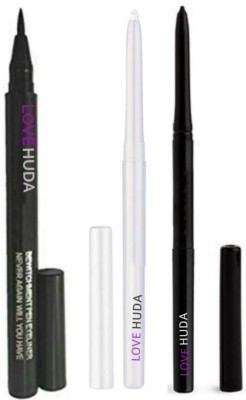 LOVE HUDA Waterproof Long Lasting Sketch Pen Eyeliner With Auto Kajal Black & White, 6 g(Black & White)