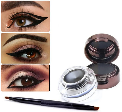 USBK Semi-Matte Eyebrow & Gel Eyeliner 2 In 1 With Brush |(BLACK, 7 g)