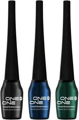 One on One Waterproof Eyeliner, Set of 3 | Long lasting Eyeliner, Smudge Proof Eye Makeup 15 ml(Multi-Color)