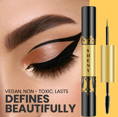 Sheny Eyeliner and Mascara 2 in 1 Combo , lashes that stays smudge-proof all day long. 8 ml(BLACK)