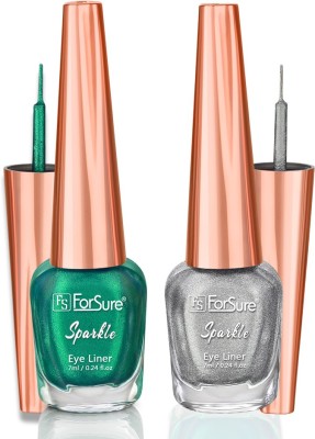 ForSure Absolute Shine Liquid Glitter Eyeliner, Intense , Long Lasting, Glossy Texture 14 ml(Green,Silver)