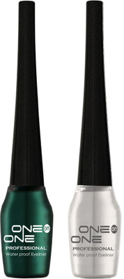 One on One Waterproof Eyeliner, Set of 2 | Long lasting Eyeliner, Smudge Proof Eye Makeup 10 ml(Multi-Color)