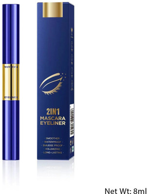 Neycare 2 in 1 eyeliner with mascara mini combo set pack of 1 8 ml(BLACK)
