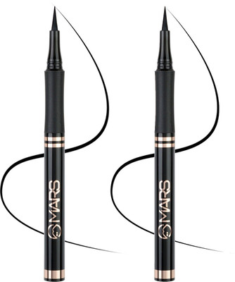 MARS Ultra Fine Smudge and Water Proof Eyeliner Pack of 2 3 g(Jet Black)