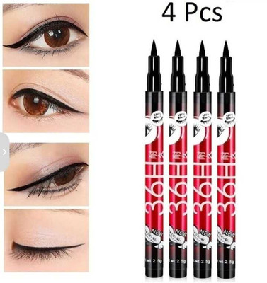 GLOW IT Water & Smudge Proof 36 Hour Long Lasting Liquid EyeLiner Pack of 4 10 g(Black)
