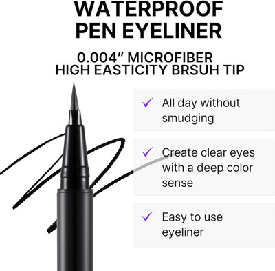DARVING Eyeliner No Fade Precise Ultra Fine Quick Drying Highly Pigmented 2 ml(BLACK)