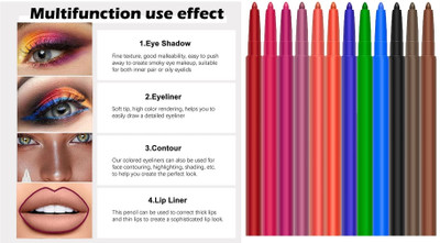 NADJA PROFESSIONAL COLORFUL SET OF 12 LIP AND EYE LINER FOR GIRLS 4.2 g(MULTI COLOR)