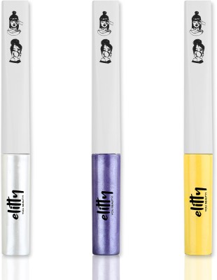 Elitty Daylight Colour Waterproof Liquid Eyeliner Combo , Pack of 3, Lasts Upto 12Hrs 12 ml(Yellow,Purple,Silver)