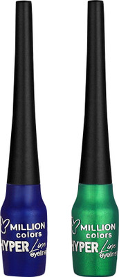 Million Colors Hyper Liquid Eyeliner Combo Waterproof Long Lasting and Quick Drying 5 ml(MIDNIGHT 08, EMERALD 04)