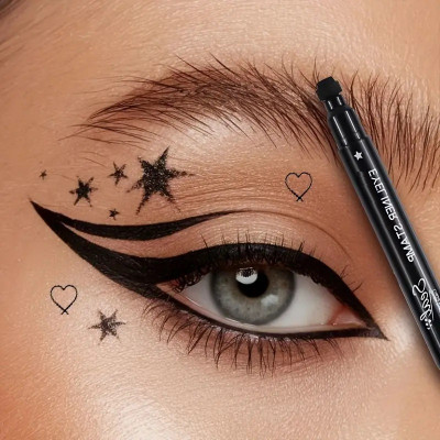 Latixmat Eyeliner Stamp Waterproof Long Lasting Heart & Star Shape for women 4 g(black)