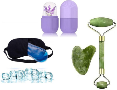 Didment Complete Face Care Set – Jade, Gua Sha, Eye Gel Mask & Ice Roller(4 Items in the set)