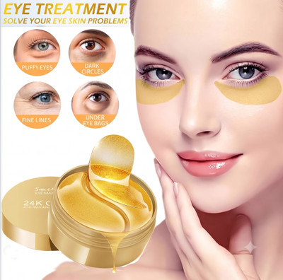 SHNMN 24K Gold Under Eye Mask Patche for Dark Circles, Puffiness & Wrinkles (30 Pairs)(60 Unit)