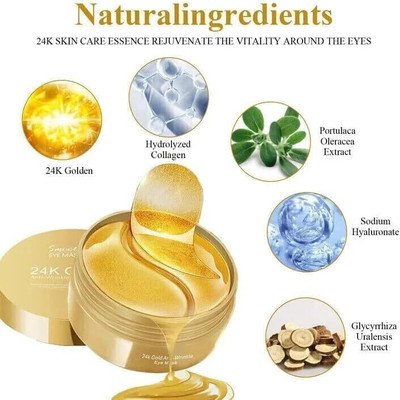 buideggs Under Eye Patches for Dark Circles and Puffy Eyes,(60Pcs 24K Gold) (60 ml)(60 ml)