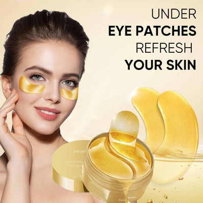manasona Gold Eye Patches for Dark Circles | Pack of 60 Eye Cooling Gel Pads(84 g)