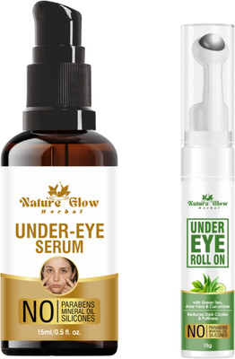 Nature Glow Herbal Under eye Serum +Green Tea Roll On |Dark Circle and Puffiness ||Pack of 2(30 g)