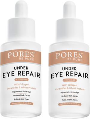 PORES BE PURE Under Eye Serum Pack of 2 With Collagen & Ceramides For Dark Circles & Puffiness(60 ml)