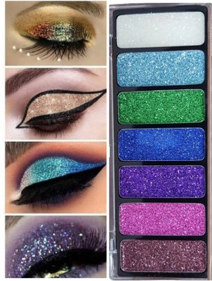MYEONG 7 Colors Shimmer Eye Shadow Palette Glitter Eyeshadow Palette 11.26 g(Multicolor)